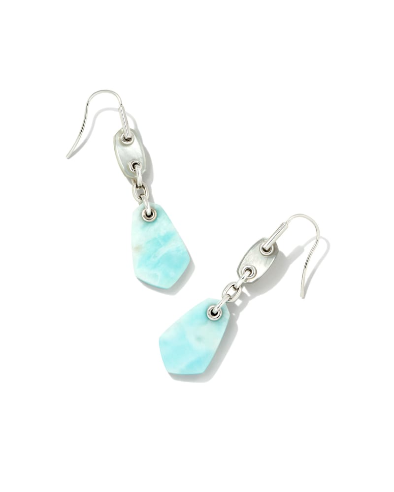 Ashlyn Silver Multi Stone Drop Earrings in Light Blue Mix image number 0